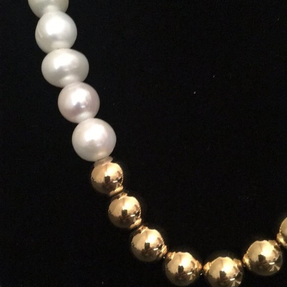 HIP-HOP Necklace - PEARLS & STAINLESS STEEL - Picture 2 of 6